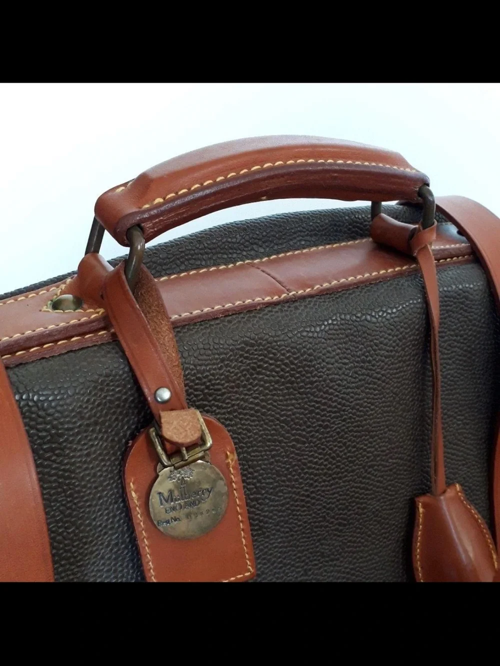 Mulberry Dark Brown Leather Briefcase with Tan Trim